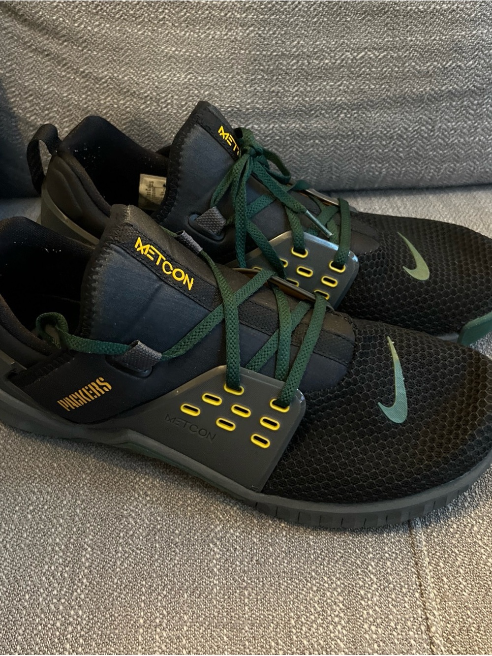 Men's Green Bay Packers Nike Black Free Metcon 2 Shoes Size 11 Preowned NFL